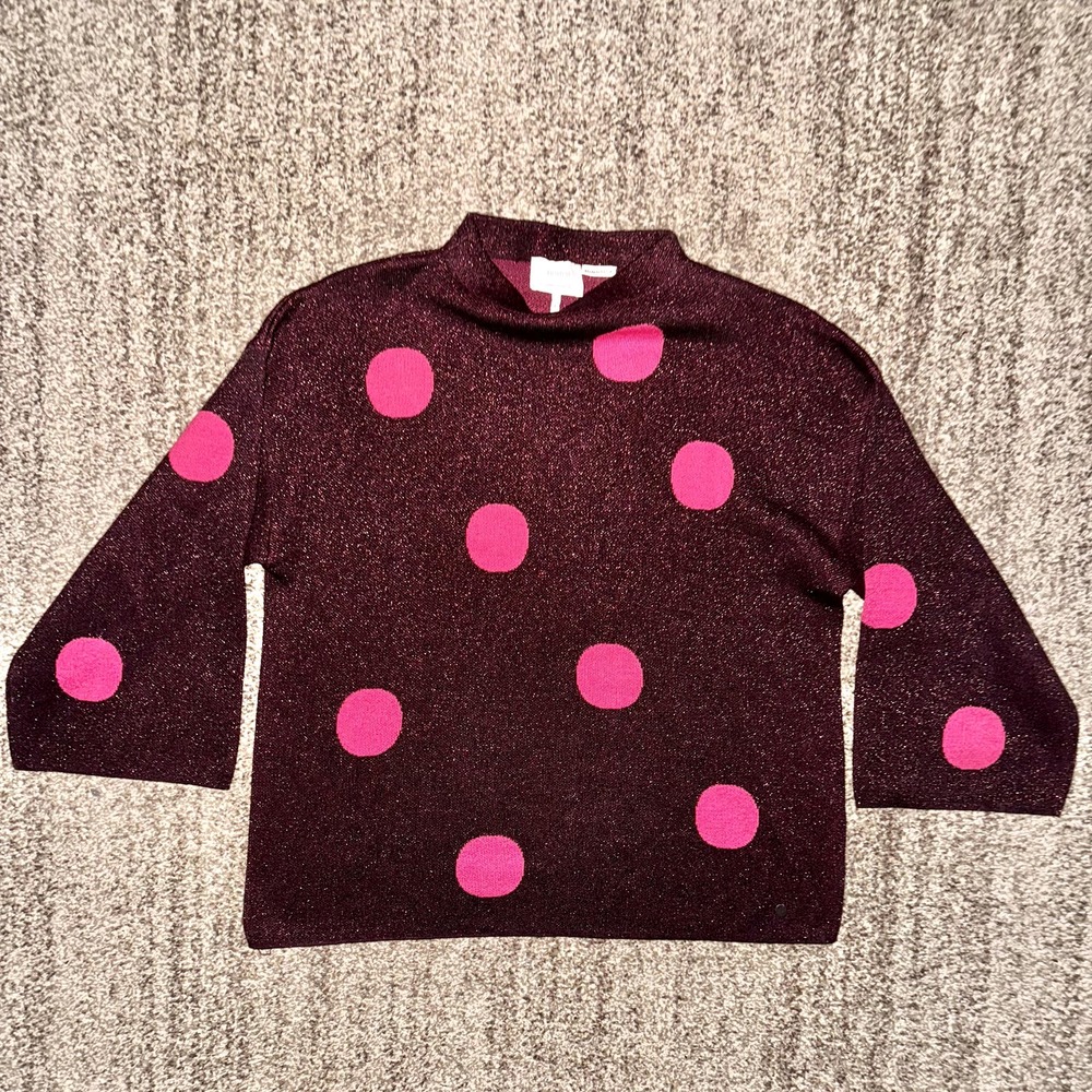 Anthropologie Numph Women's Metallic Polka Dot Pullover Sweater